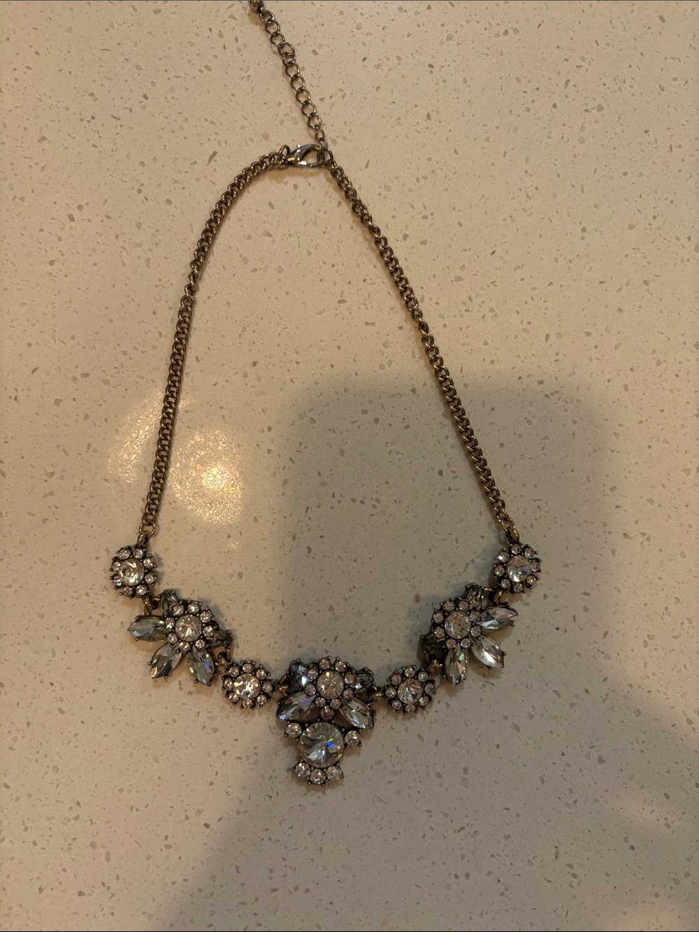 Crystal Cluster Statement Necklace - Gold Tone